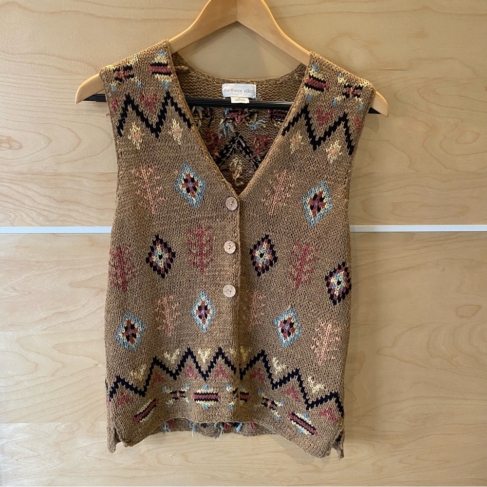 Vintage Northern Isles Knit Vest with Fringe Detail